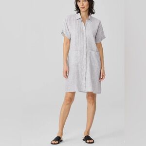 Eileen Fisher Organic Linen Crinkle Shirt Dress Size Small